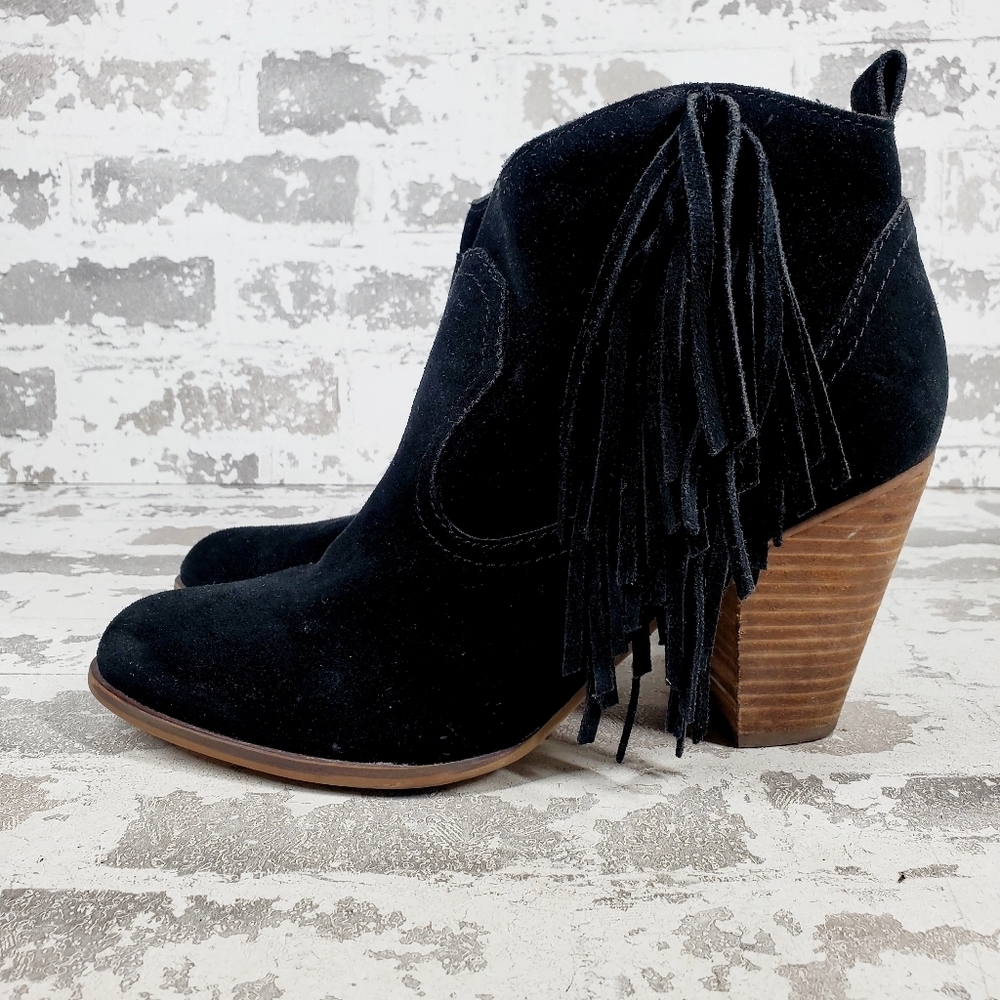 Steve Madden Cian Suede Fringe Bohemian Western Ankle Booties K572